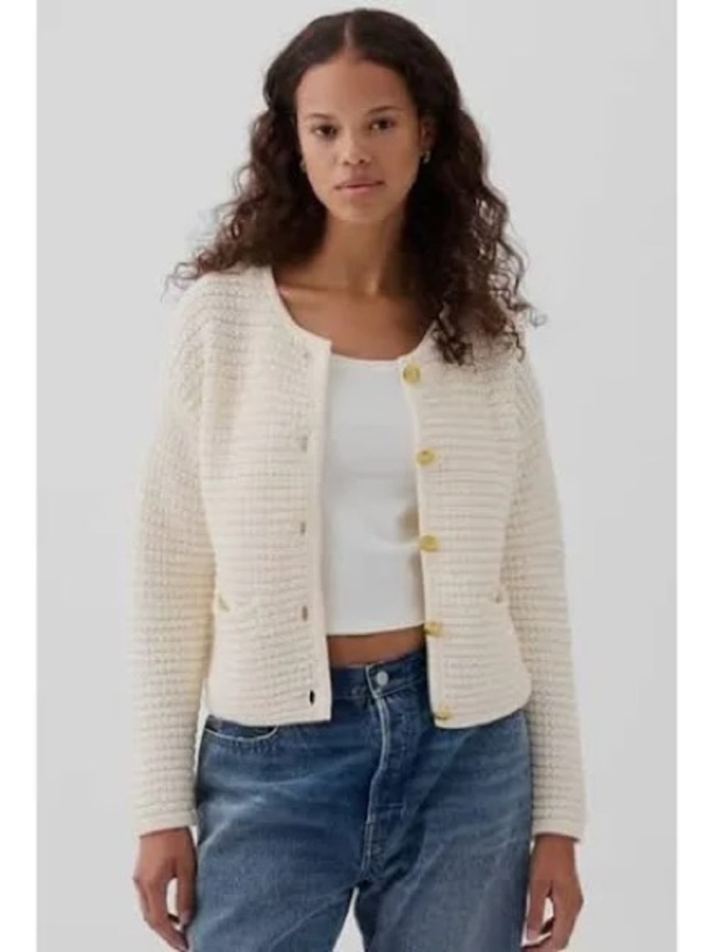 100% Cotton Textured Sweater Jacket petite XS - Picture 2 of 14
